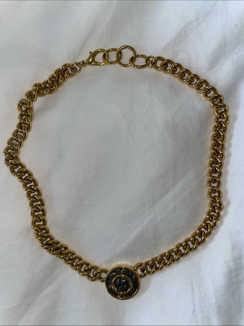 Vintage Anne Klein Gold Chain Necklace Roman Coin Medallion - Women's Jewelry